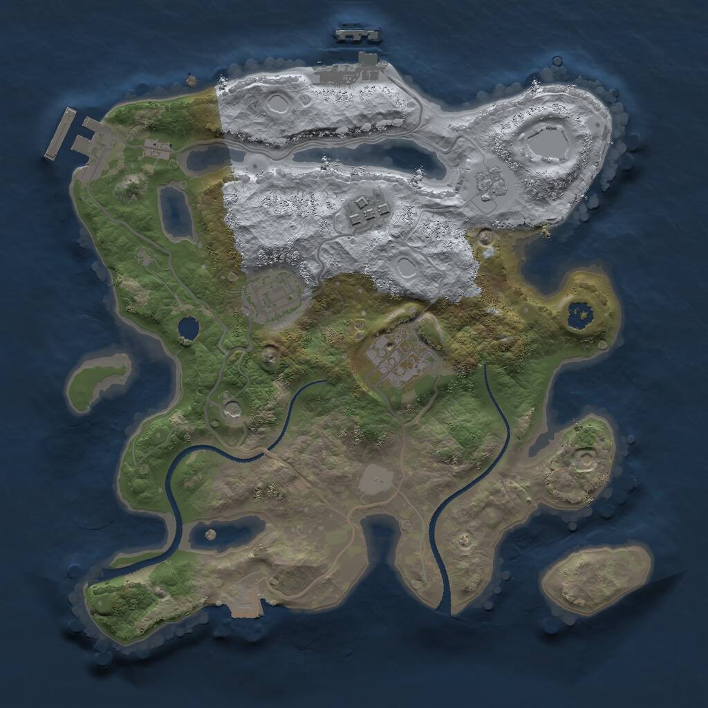 Rust Map: Procedural Map, Size: 2600, Seed: 491574095, 8 Monuments