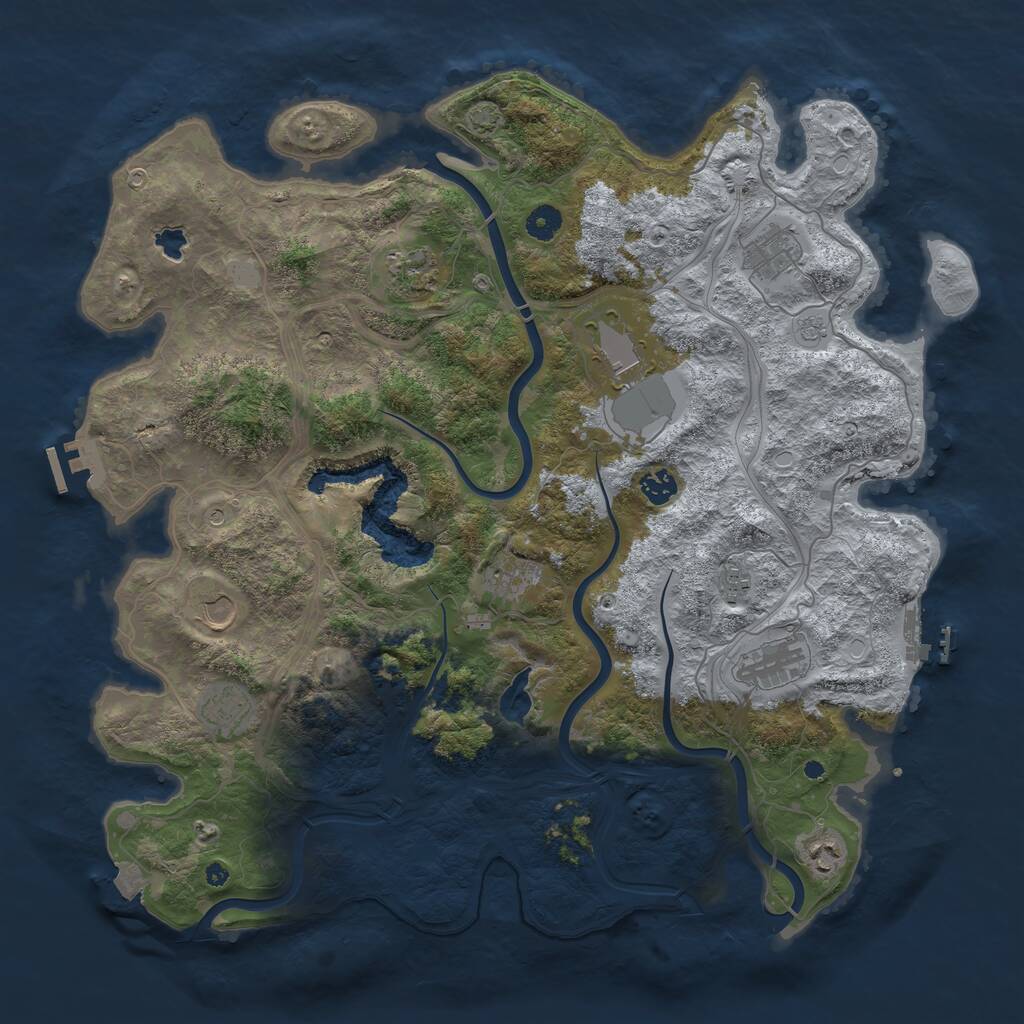 Rust Map: Procedural Map, Size: 4400, Seed: 39875114, 16 Monuments