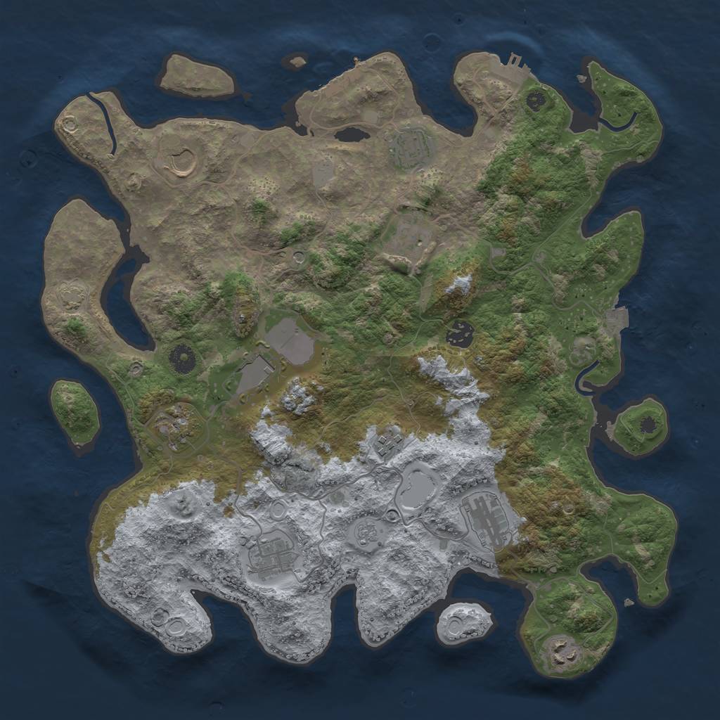 Rust Map: Procedural Map, Size: 3900, Seed: 23806692, 18 Monuments