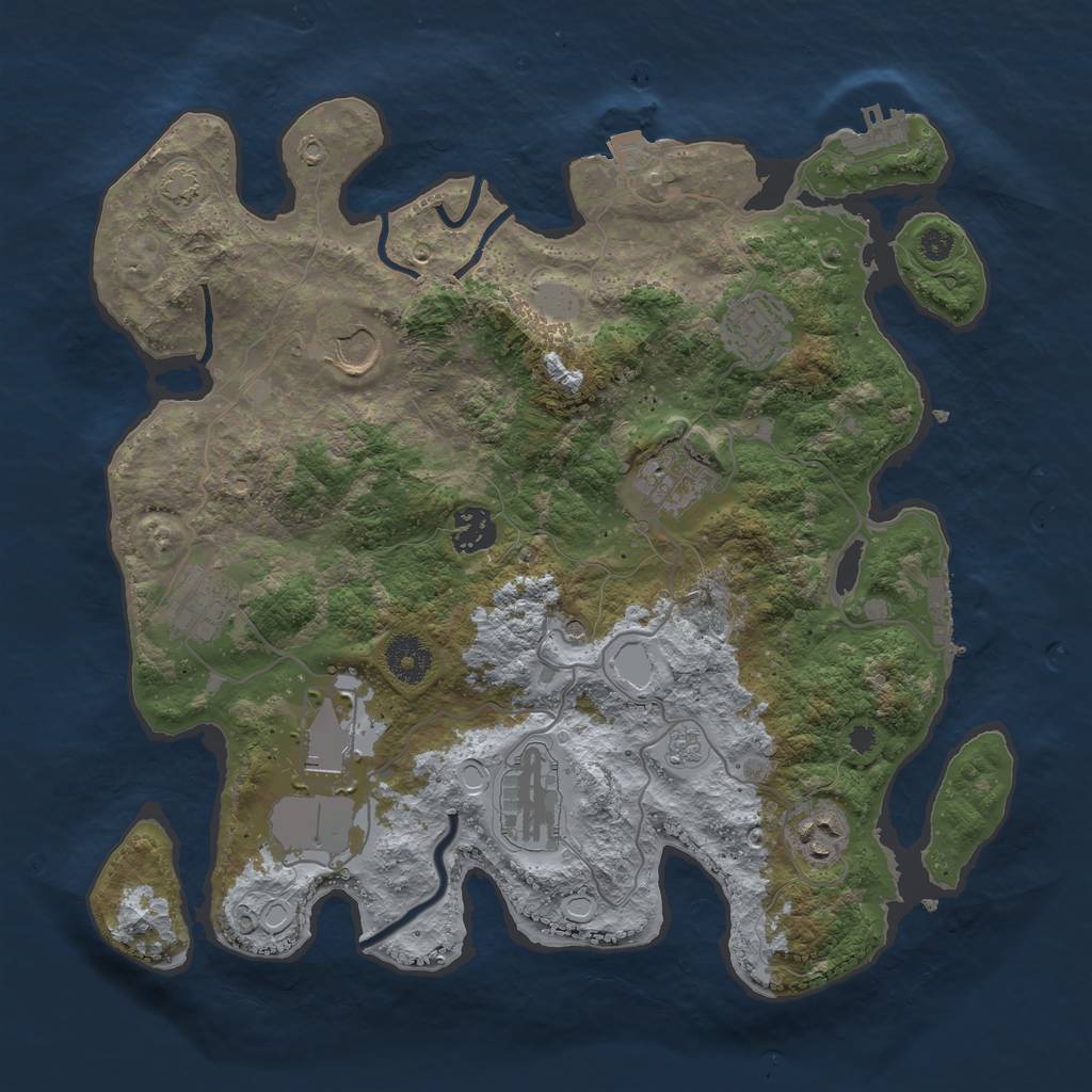 Rust Map: Procedural Map, Size: 3500, Seed: 1624166506, 16 Monuments