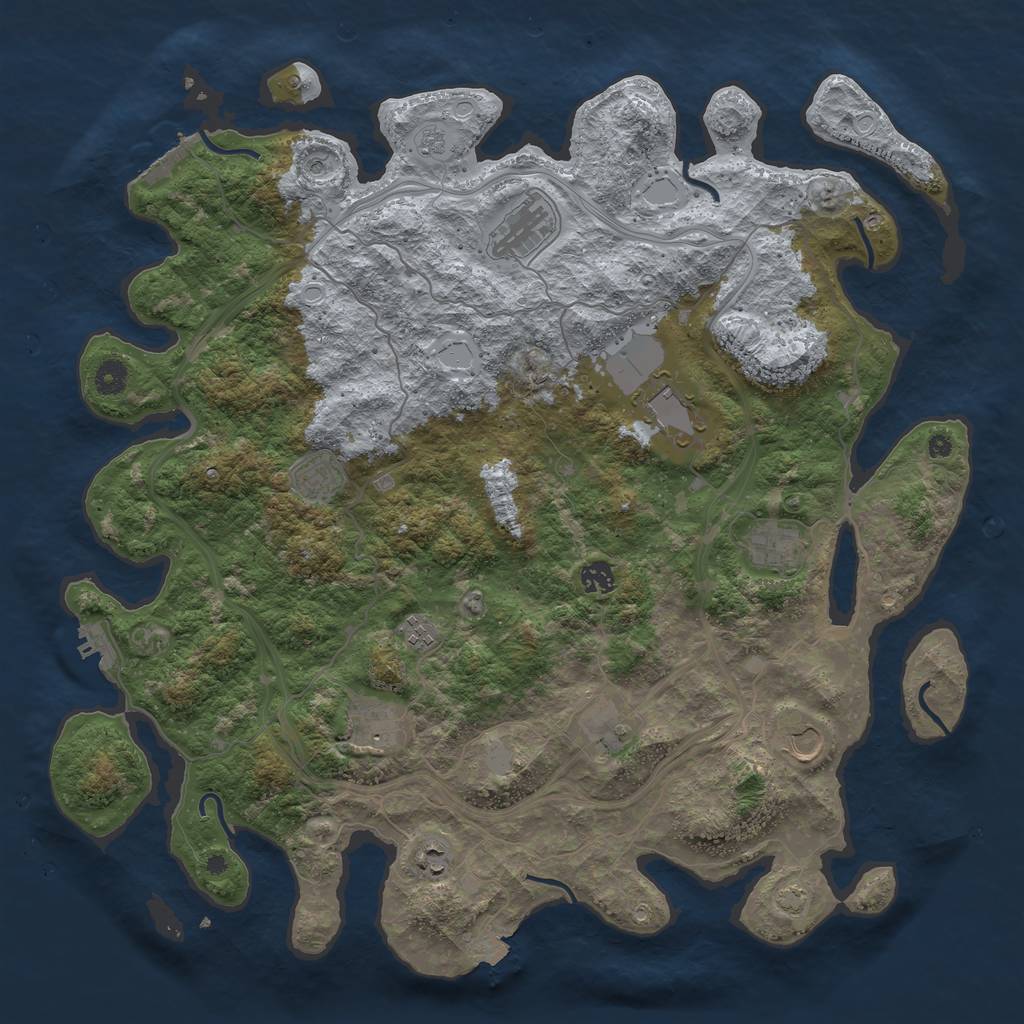 Rust Map: Procedural Map, Size: 4500, Seed: 999999999, 18 Monuments