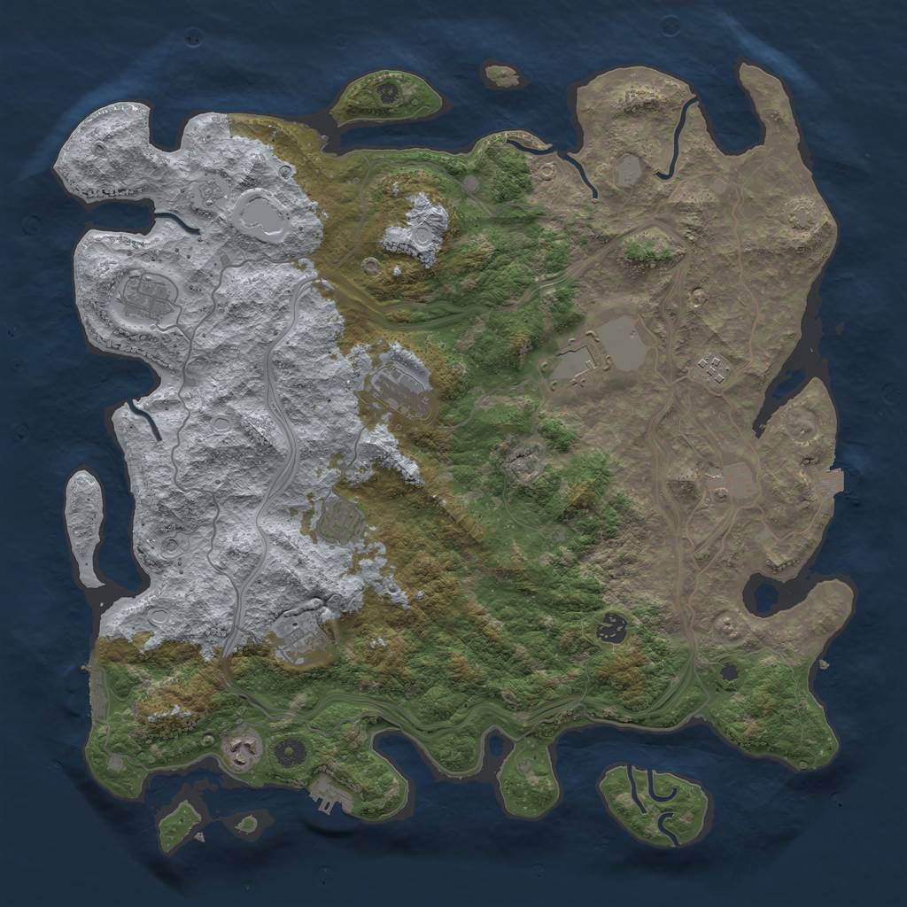 Rust Map: Procedural Map, Size: 4500, Seed: 1623386064, 17 Monuments