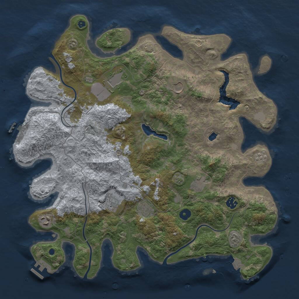Rust Map: Procedural Map, Size: 4050, Seed: 2013688056, 14 Monuments