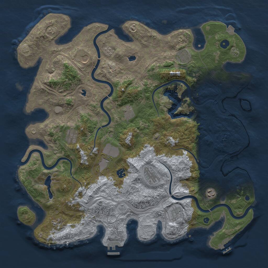 Rust Map: Procedural Map, Size: 4500, Seed: 1492833329, 17 Monuments