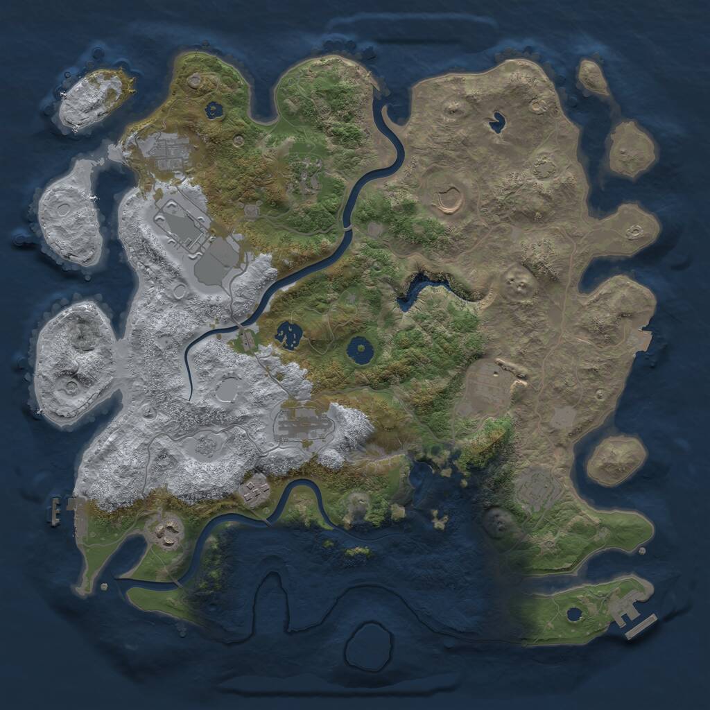 Rust Map: Procedural Map, Size: 4000, Seed: 3135, 16 Monuments