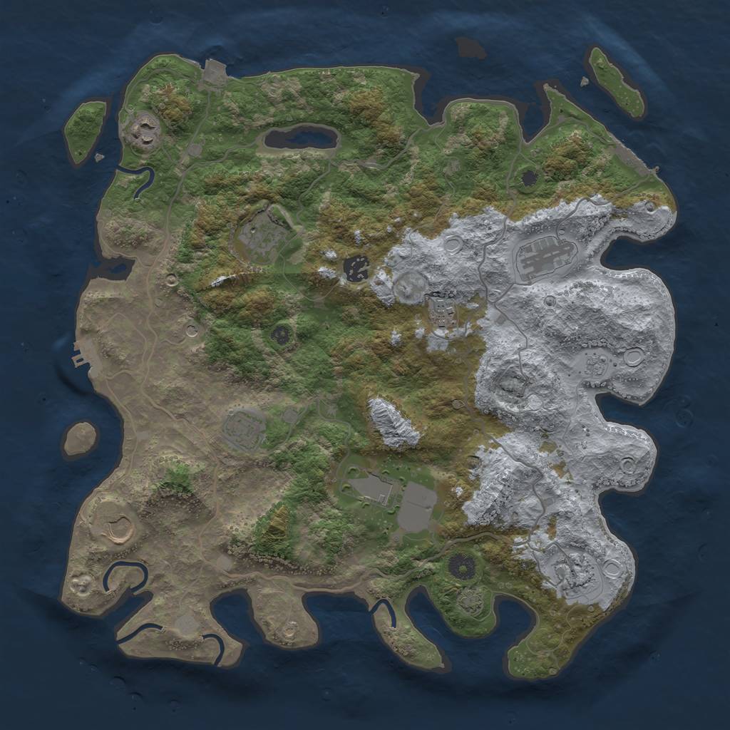 Rust Map: Procedural Map, Size: 4000, Seed: 4082023, 17 Monuments