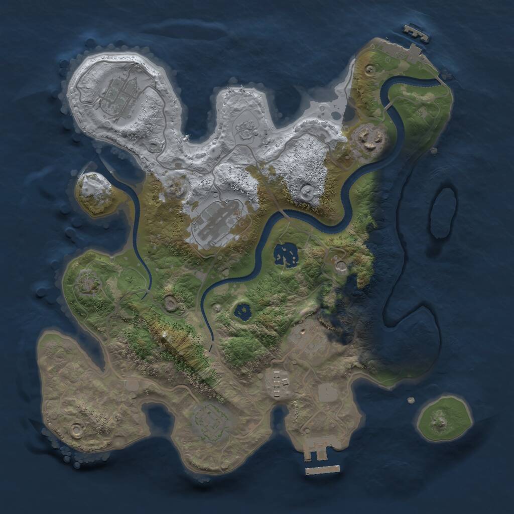 Rust Map: Procedural Map, Size: 3000, Seed: 3745, 13 Monuments