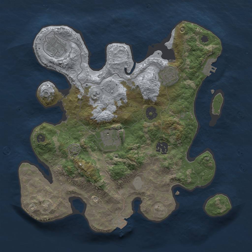 Rust Map: Procedural Map, Size: 3000, Seed: 3745, 10 Monuments