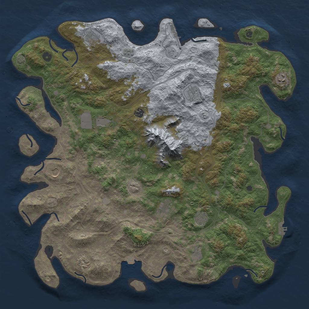 Rust Map: Procedural Map, Size: 5000, Seed: 2107073382, 19 Monuments