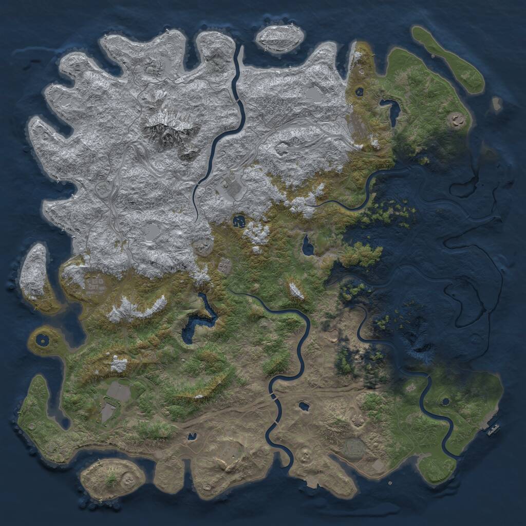 Rust Map: Procedural Map, Size: 6000, Seed: 1158269948, 17 Monuments