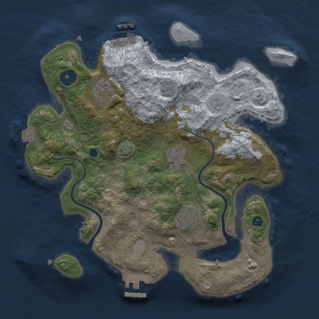 Rust Map: Procedural Map, Size: 3000, Seed: 299824782, 10 Monuments