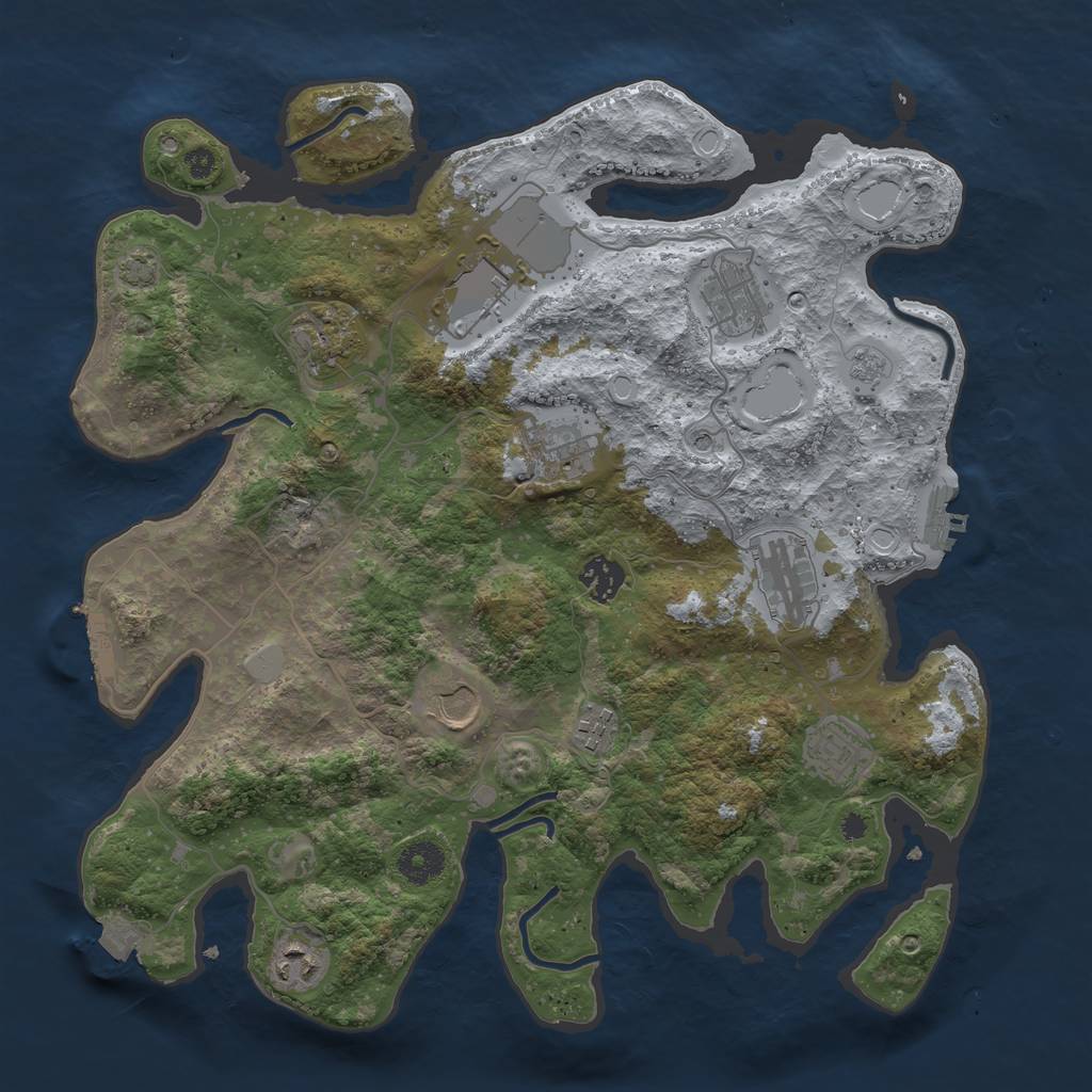 Rust Map: Procedural Map, Size: 3700, Seed: 864361892, 18 Monuments