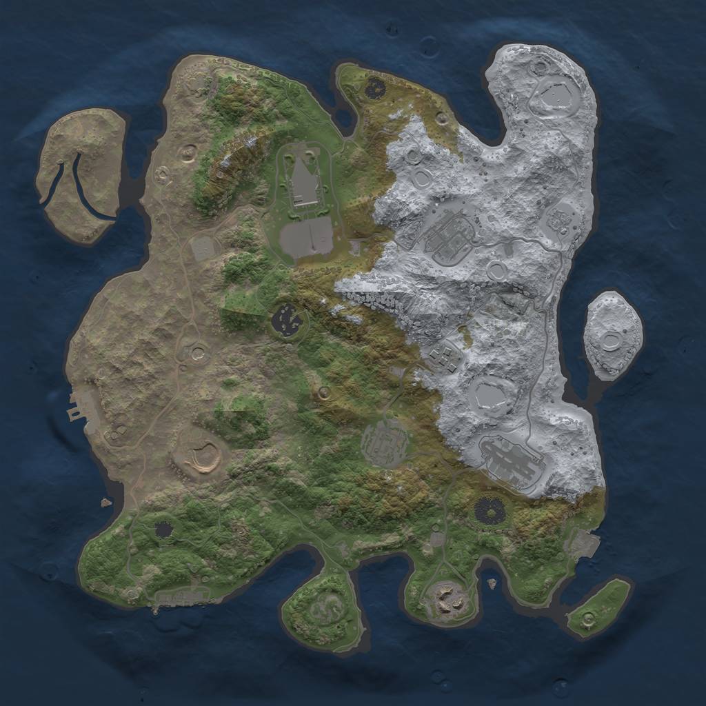 Rust Map: Procedural Map, Size: 3500, Seed: 2002774339, 16 Monuments