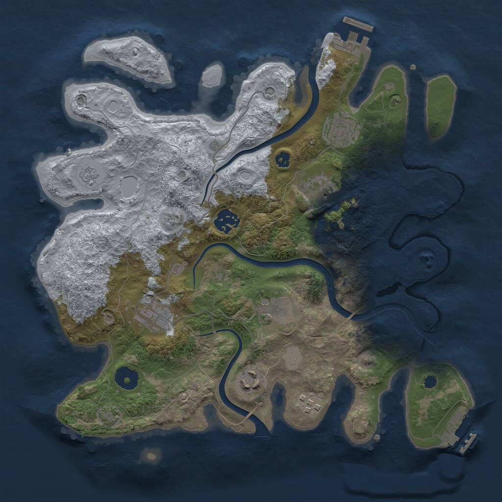 Rust Map: Procedural Map, Size: 3250, Seed: 428609933, 13 Monuments