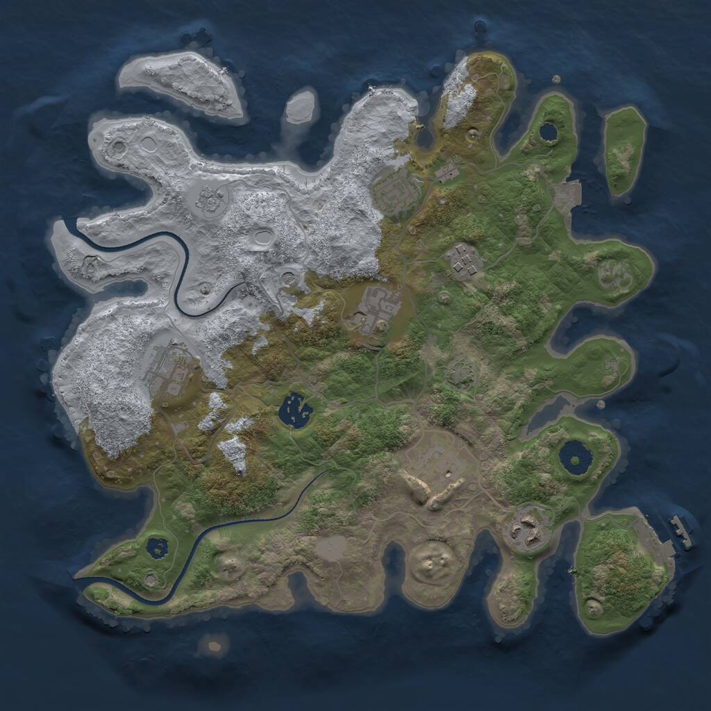 Rust Map: Procedural Map, Size: 3250, Seed: 428609933, 12 Monuments