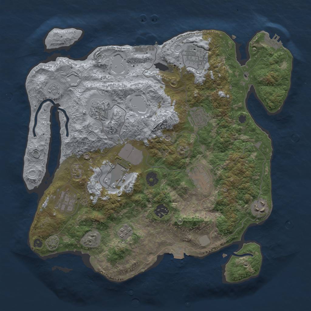 Rust Map: Procedural Map, Size: 3500, Seed: 517264133, 17 Monuments
