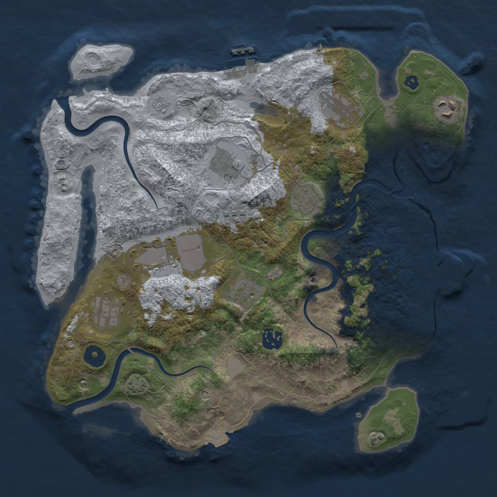 Rust Map: Procedural Map, Size: 3500, Seed: 517264133, 15 Monuments