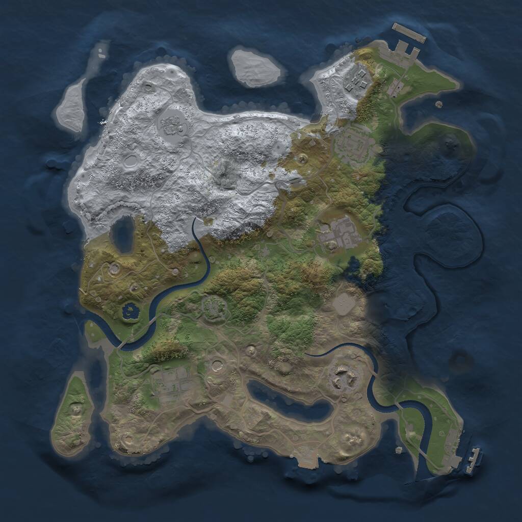 Rust Map: Procedural Map, Size: 3000, Seed: 1697984137, 11 Monuments