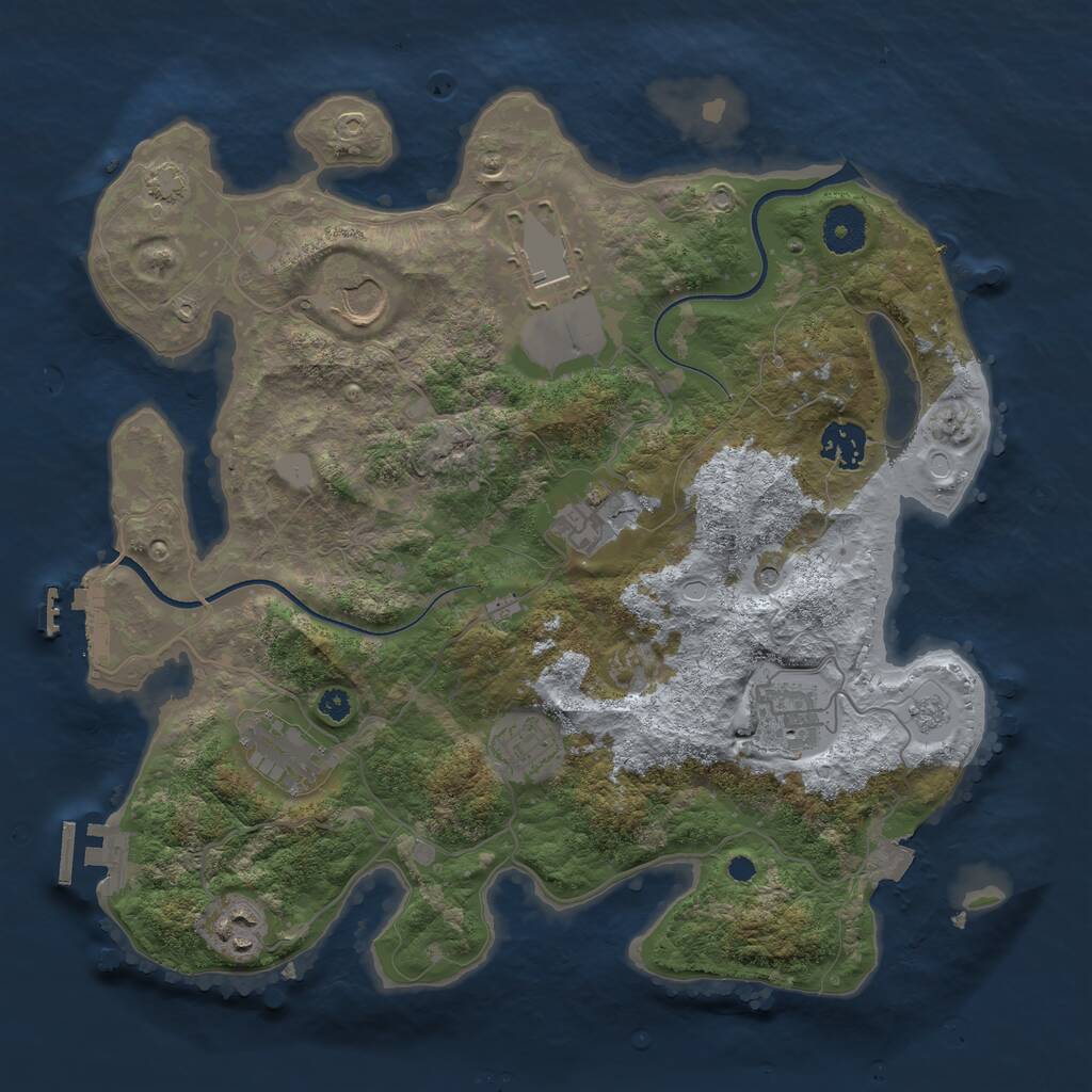 Rust Map: Procedural Map, Size: 3500, Seed: 734013047, 14 Monuments