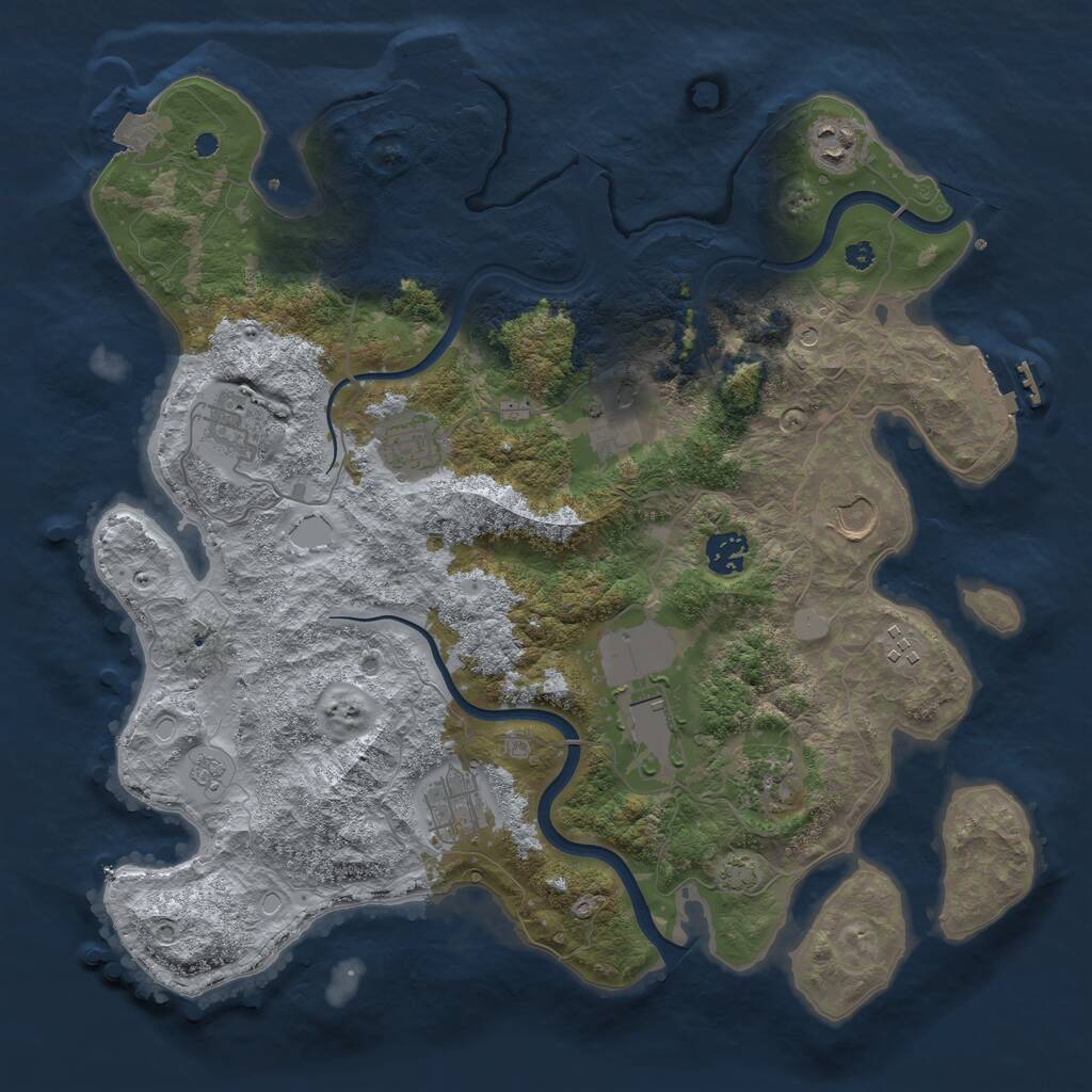 Rust Map: Procedural Map, Size: 3800, Seed: 2137436877, 16 Monuments