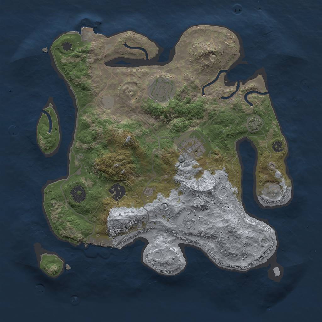 Rust Map: Procedural Map, Size: 3000, Seed: 1793557079, 9 Monuments