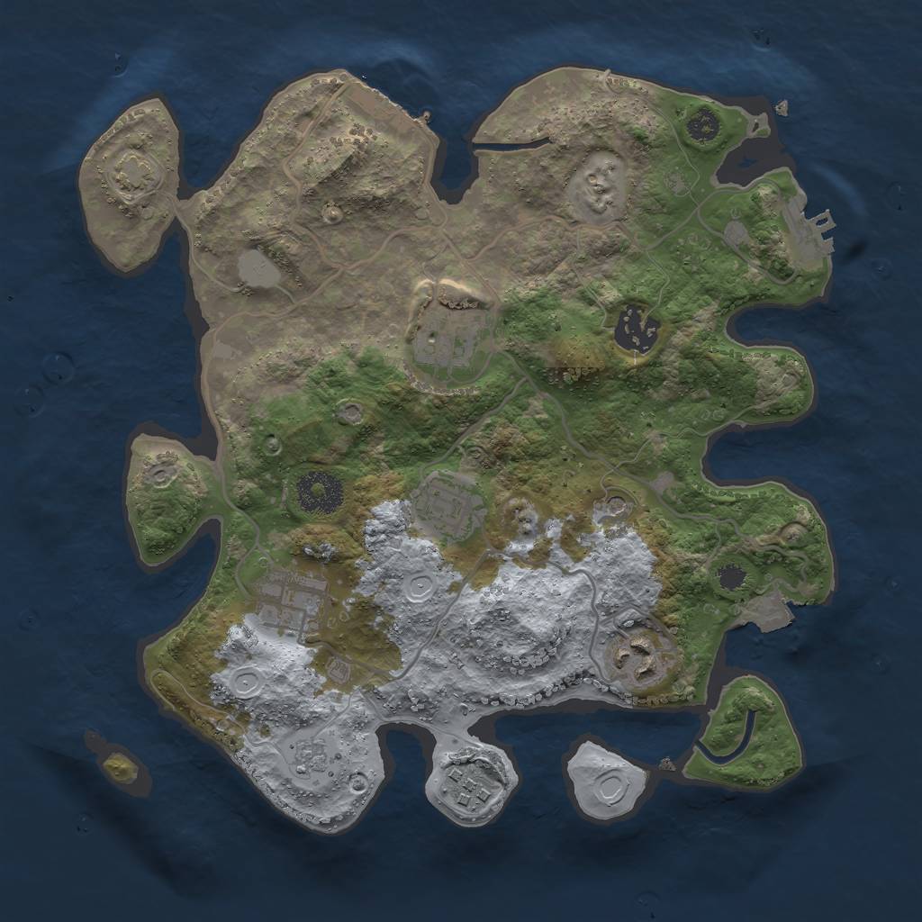 Rust Map: Procedural Map, Size: 3000, Seed: 1235448514, 14 Monuments