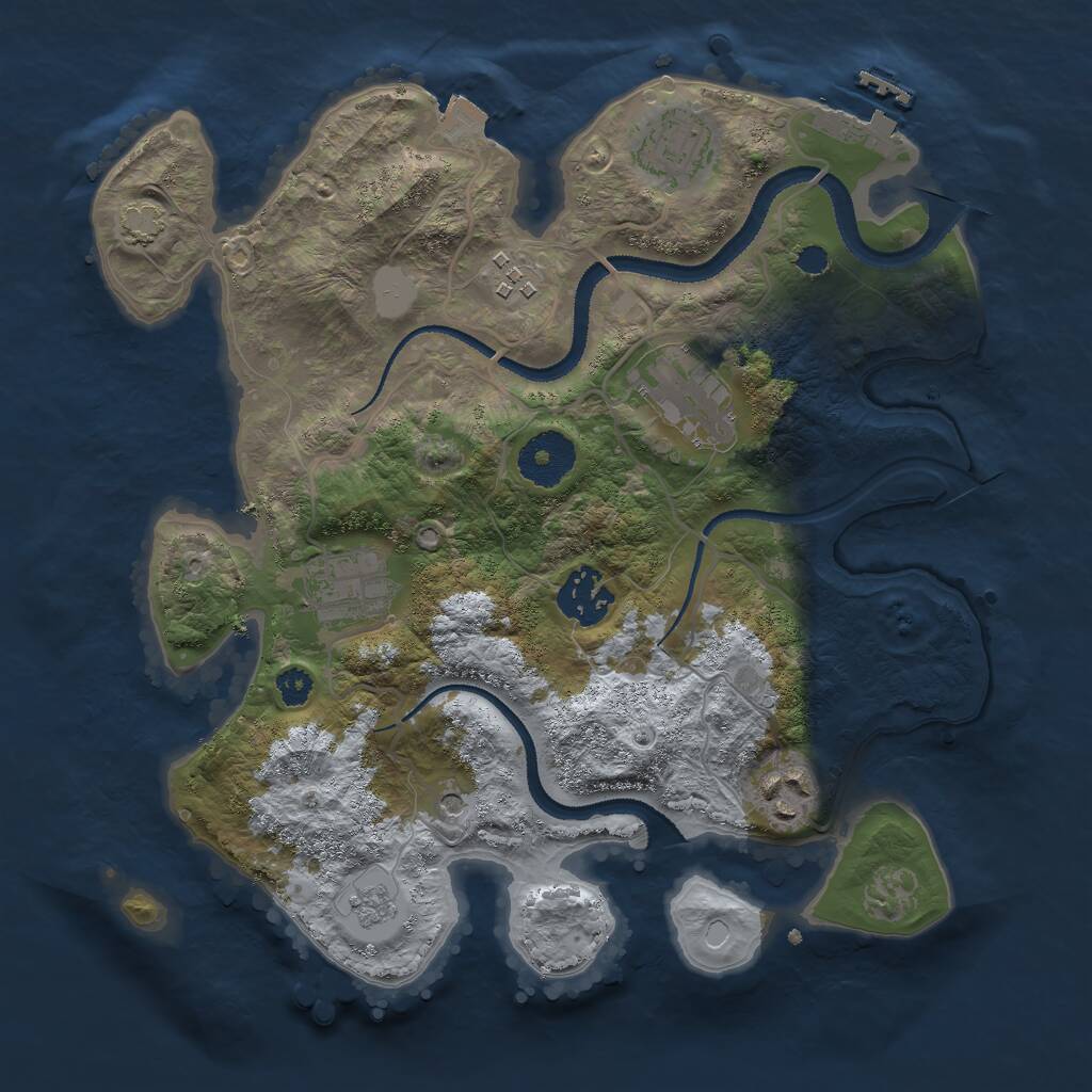 Rust Map: Procedural Map, Size: 3000, Seed: 1235448514, 11 Monuments
