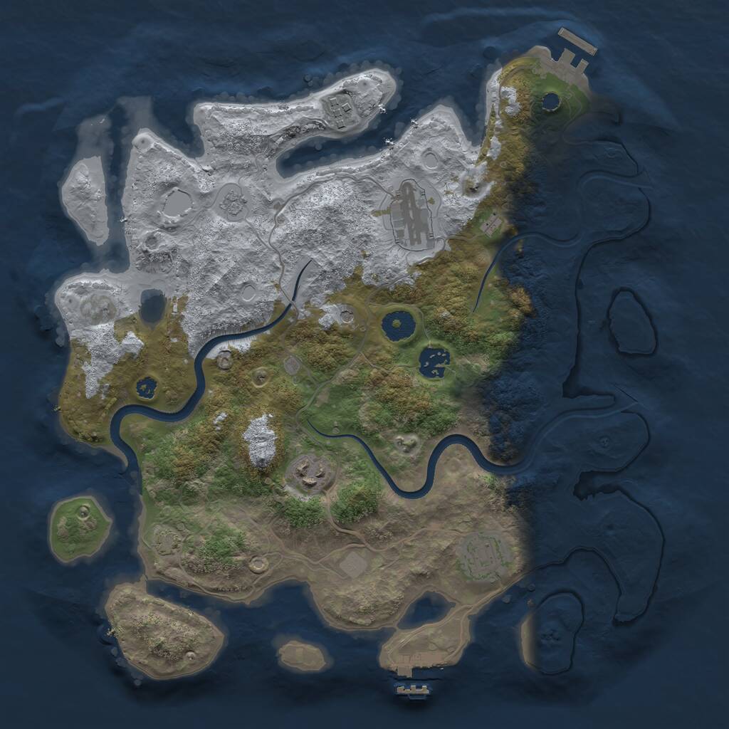 Rust Map: Procedural Map, Size: 3500, Seed: 1402315653, 11 Monuments