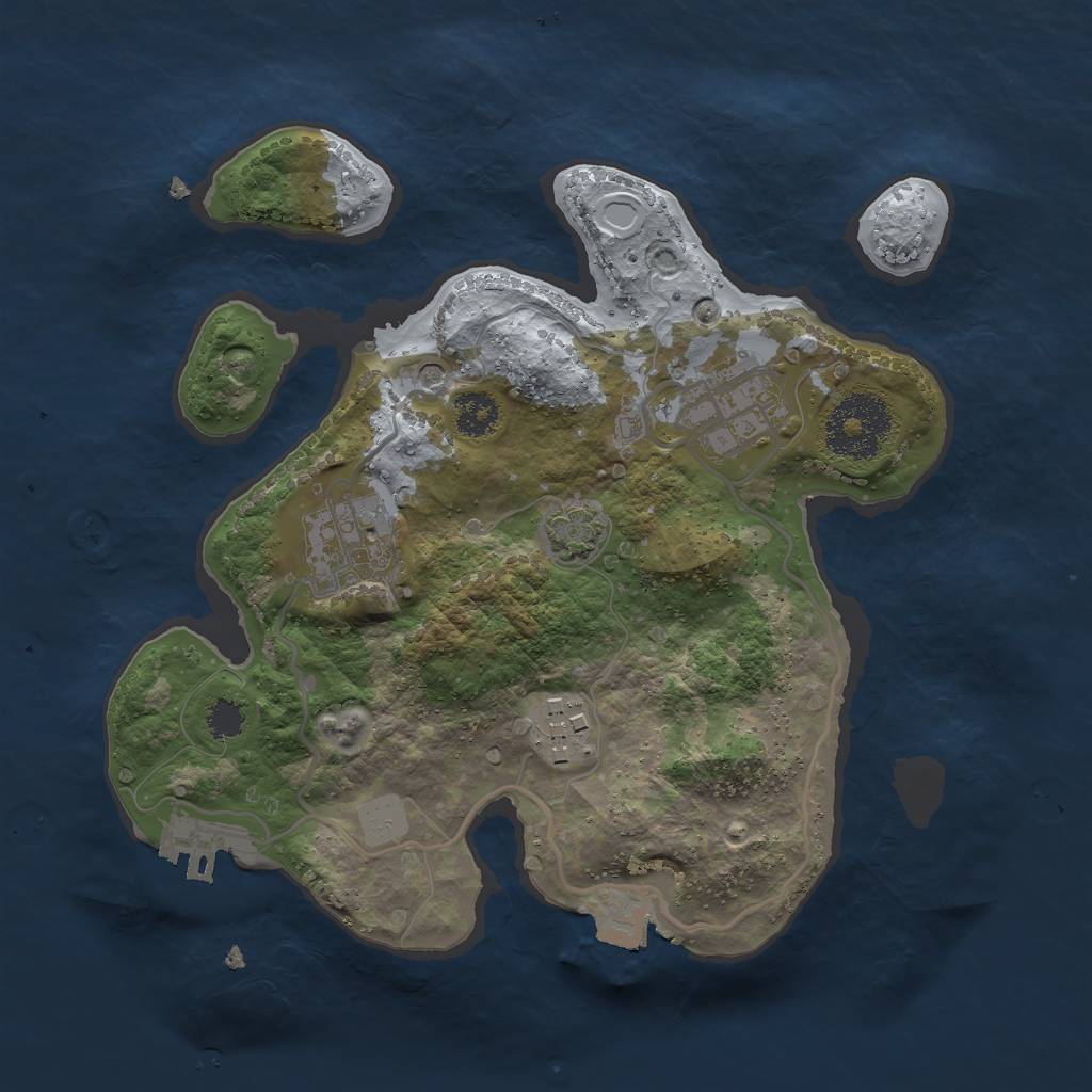 Rust Map: Procedural Map, Size: 2500, Seed: 7885, 9 Monuments