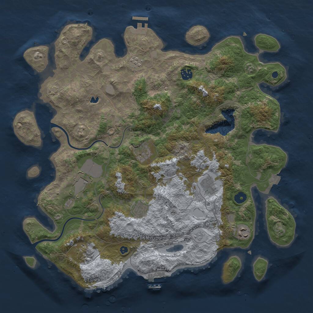 Rust Map: Procedural Map, Size: 4000, Seed: 1735, 14 Monuments