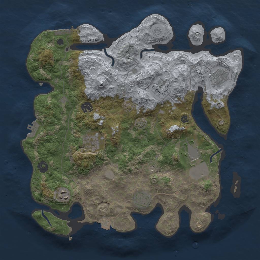 Rust Map: Procedural Map, Size: 3500, Seed: 1864155060, 16 Monuments