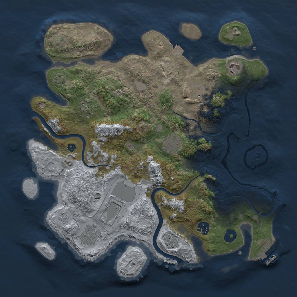 Rust Map: Procedural Map, Size: 3500, Seed: 1179486488, 13 Monuments