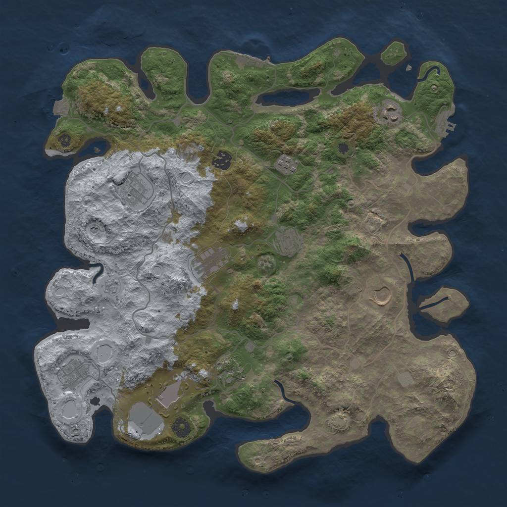 Rust Map: Procedural Map, Size: 4000, Seed: 156619417, 18 Monuments