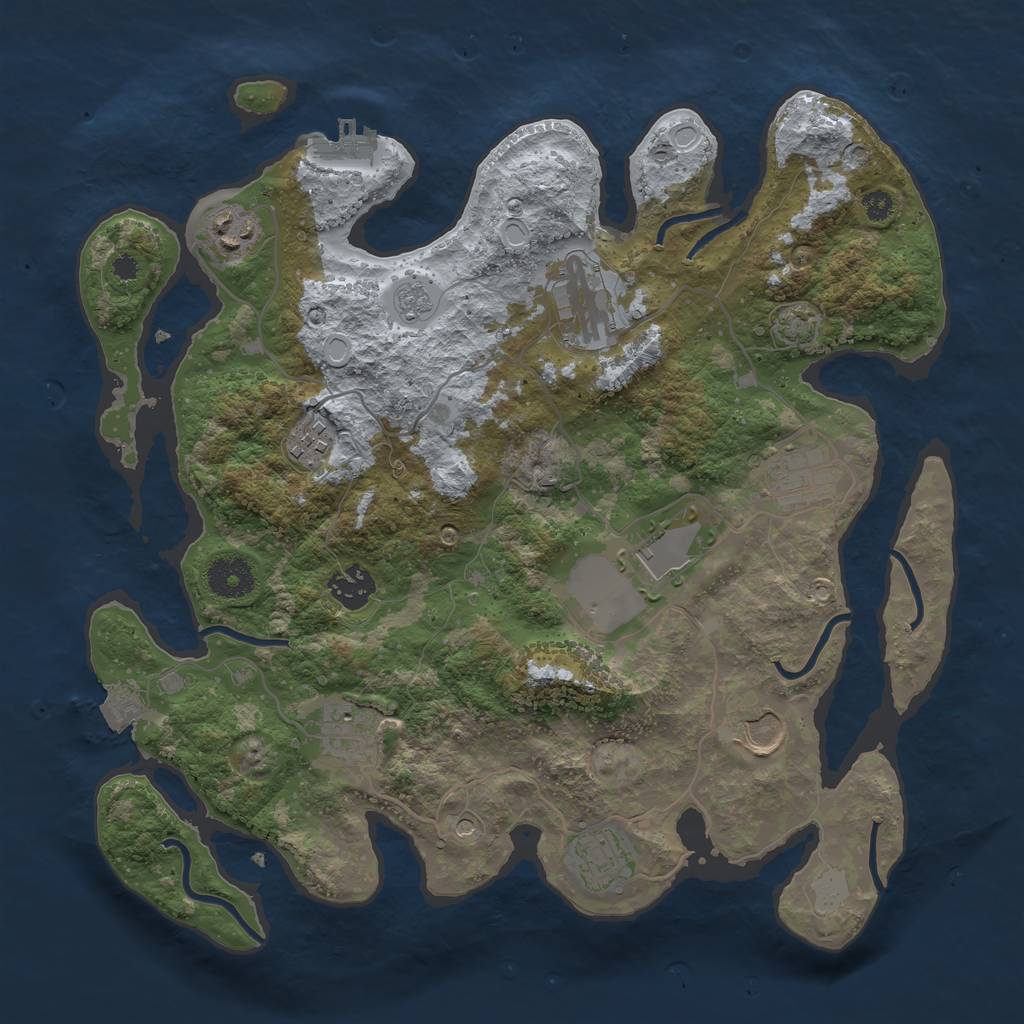 Rust Map: Procedural Map, Size: 3500, Seed: 1434570351, 16 Monuments