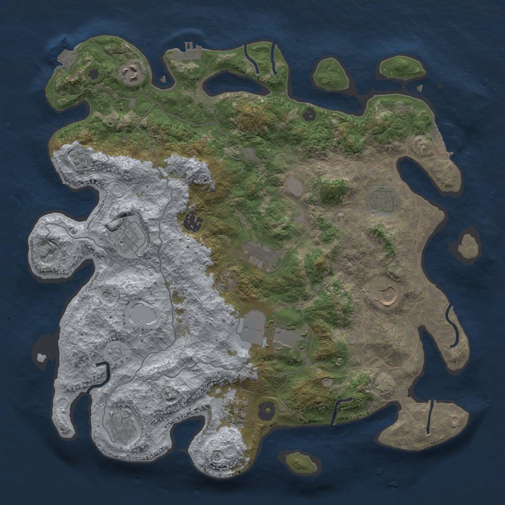 Rust Map: Procedural Map, Size: 4000, Seed: 1893575743, 18 Monuments
