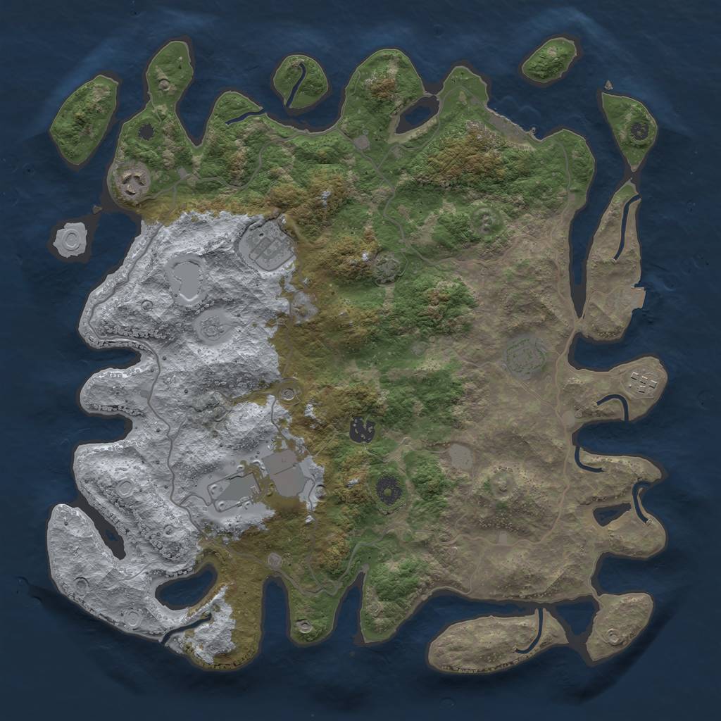 Rust Map: Procedural Map, Size: 4000, Seed: 1606538472, 13 Monuments