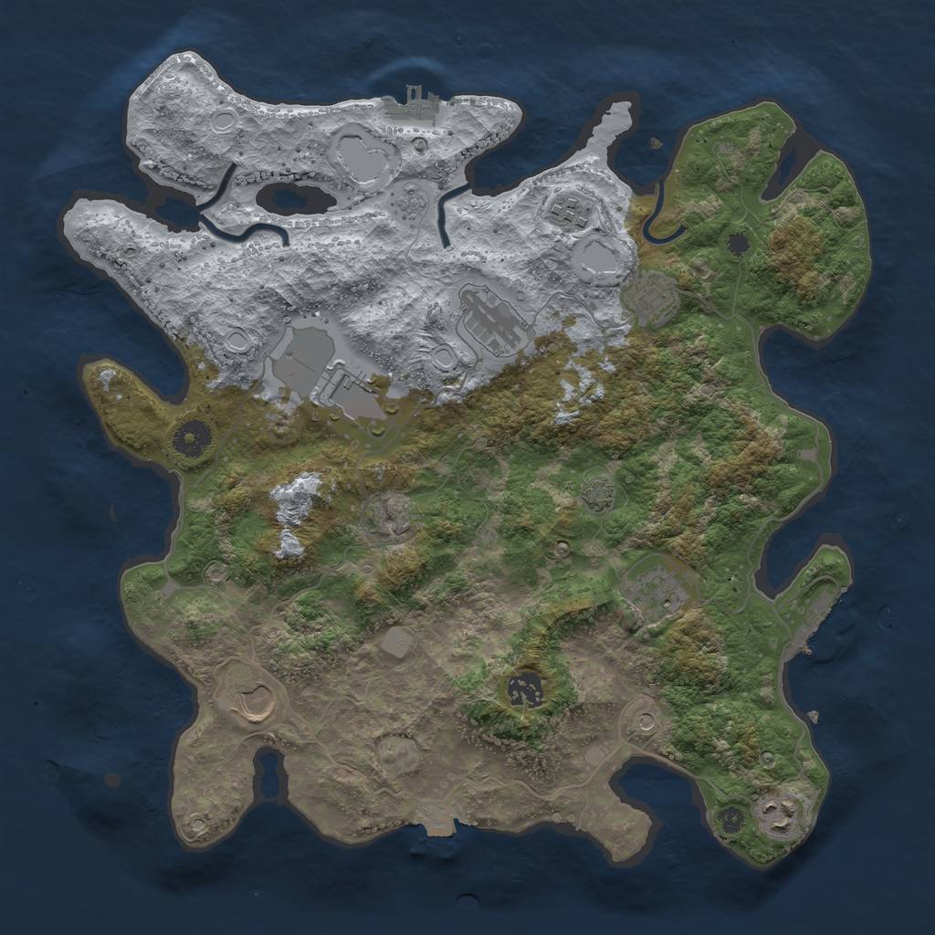 Rust Map: Procedural Map, Size: 3750, Seed: 144692791, 16 Monuments