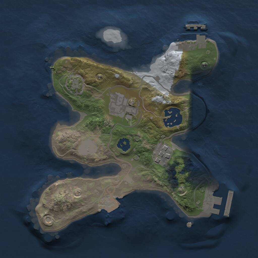 Rust Map: Procedural Map, Size: 2000, Seed: 2038214932, 7 Monuments