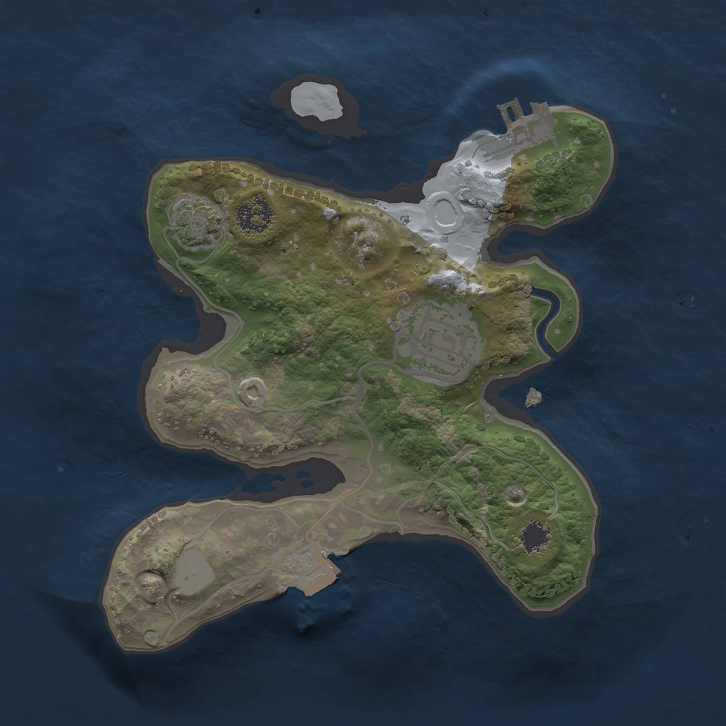Rust Map: Procedural Map, Size: 2000, Seed: 2038214932, 6 Monuments