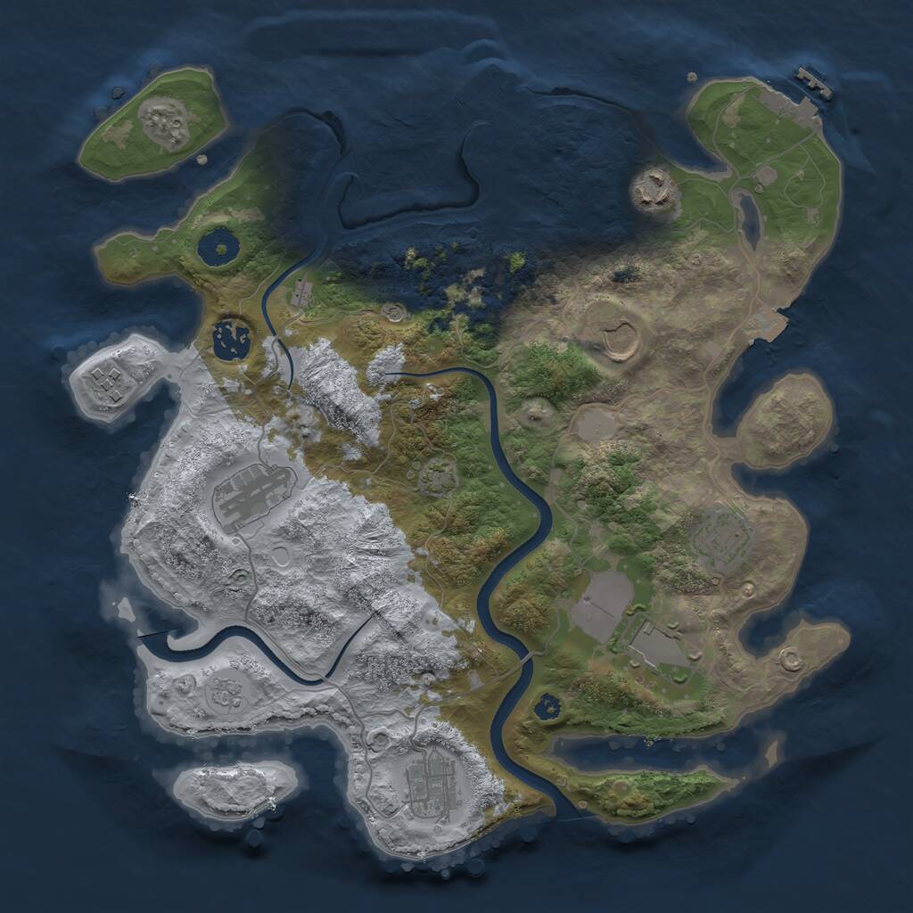 Rust Map: Procedural Map, Size: 3500, Seed: 93125559, 14 Monuments