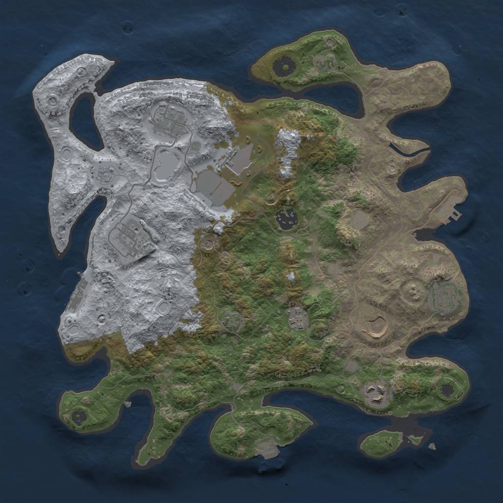 Rust Map: Procedural Map, Size: 3500, Seed: 136656377, 16 Monuments