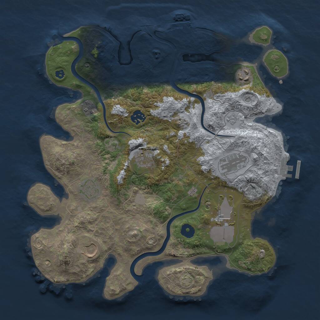 Rust Map: Procedural Map, Size: 3500, Seed: 754688824, 14 Monuments