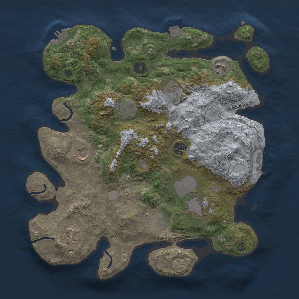 Rust Map: Procedural Map, Size: 3500, Seed: 754688824, 17 Monuments