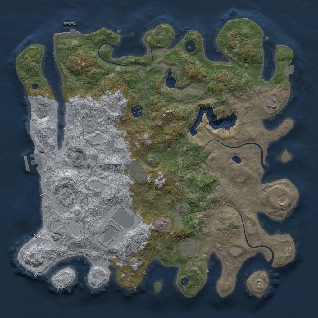 Rust Map: Procedural Map, Size: 4050, Seed: 1119928023, 14 Monuments