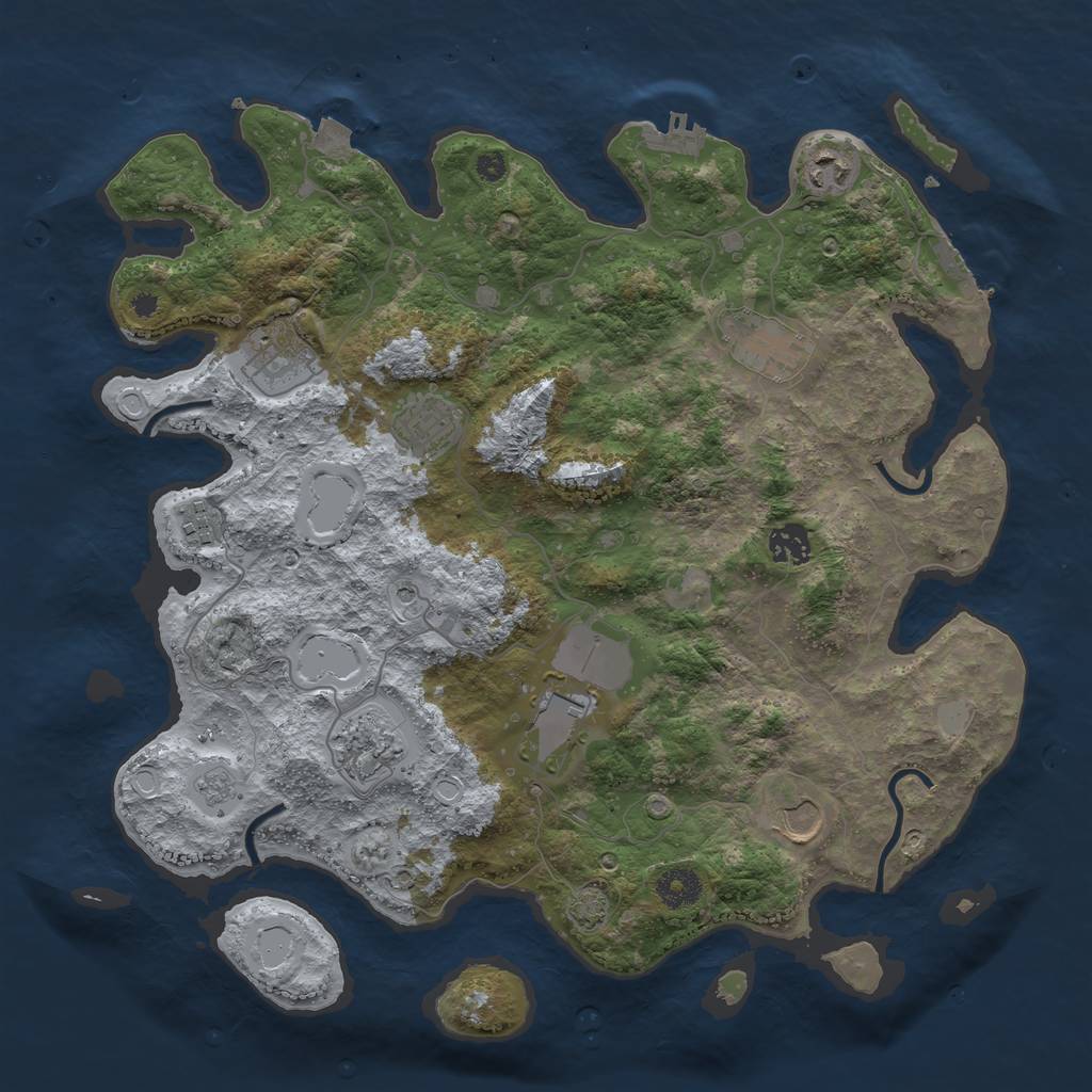 Rust Map: Procedural Map, Size: 3800, Seed: 1931908421, 17 Monuments