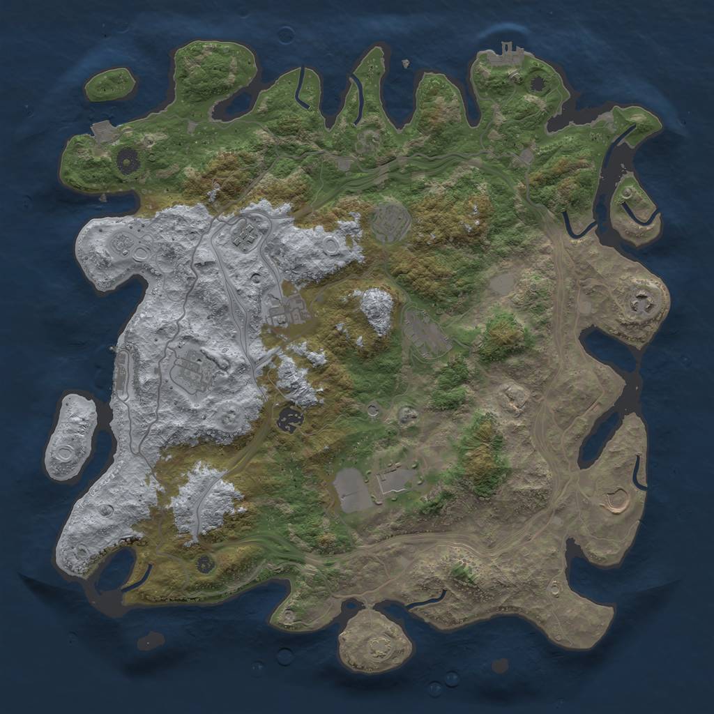 Rust Map: Procedural Map, Size: 4250, Seed: 306216053, 17 Monuments