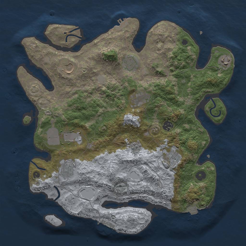 Rust Map: Procedural Map, Size: 3700, Seed: 20229871, 17 Monuments