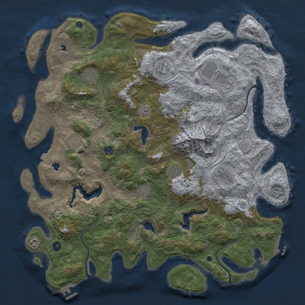 Rust Map: Procedural Map, Size: 5000, Seed: 568921, 16 Monuments