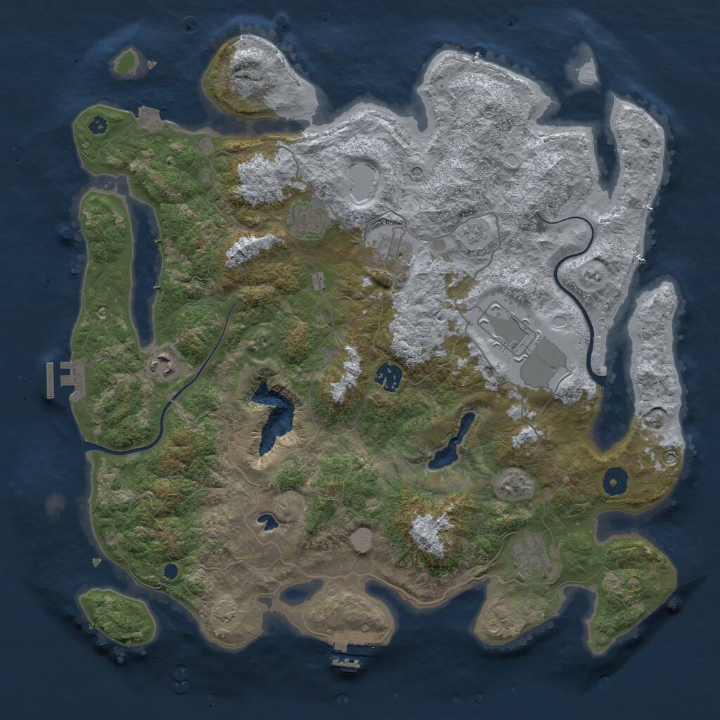 Rust Map: Procedural Map, Size: 4000, Seed: 1315286791, 12 Monuments