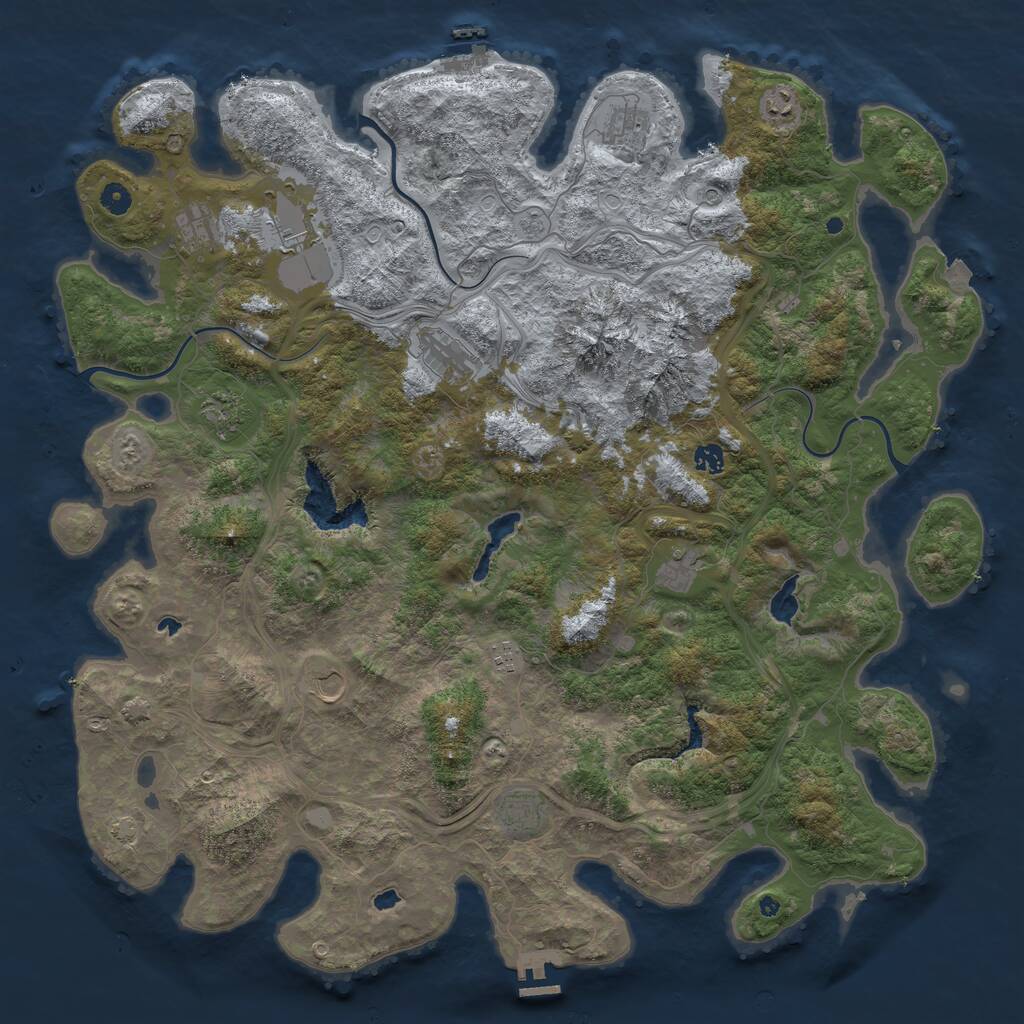 Rust Map: Procedural Map, Size: 5000, Seed: 697916291, 17 Monuments